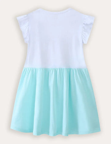 Unicorn Embroidered Cotton Dress